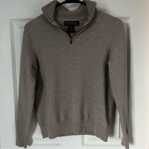Dark Academia, Academia 100% Merino Wool Tan Quarter Zip Sweater